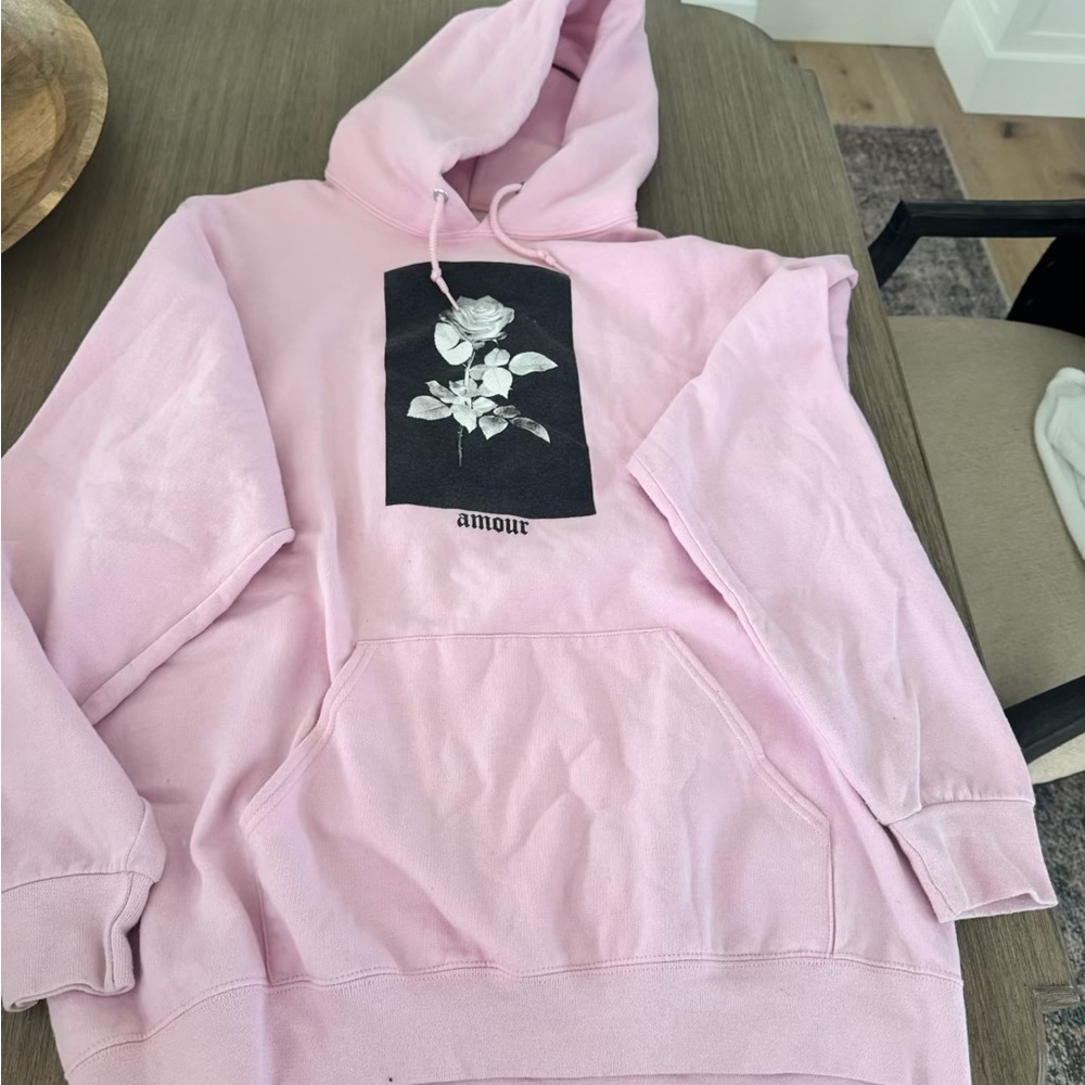 Union Clothing Co. Pink Hoodie with Floral Graphic